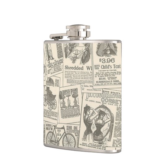Vintage Retro-Zeitungsgeschenke  Flachmann (Links)