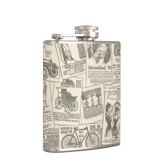 Vintage Retro-Zeitungsgeschenke  Flachmann (Rechts)