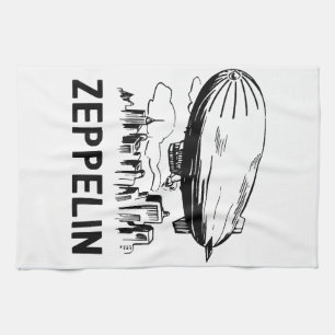 Vintage Retro Zeppelin - Luftschiff Skizze Geschirrtuch