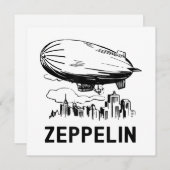 Vintage Retro Zeppelin - Luftschiffskizze Einladung (Vorne/Hinten)