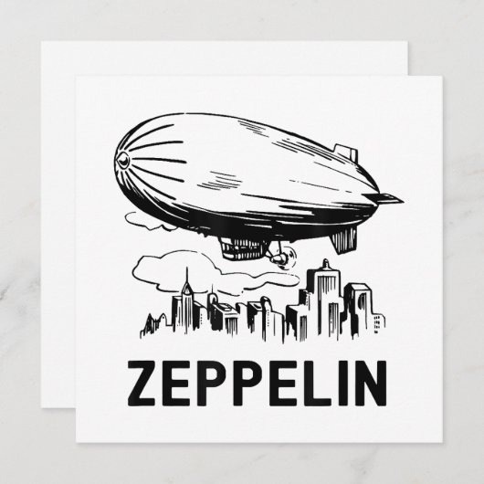 Vintage Retro Zeppelin - Luftschiffskizze Einladung (Vorne/Hinten)