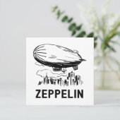 Vintage Retro Zeppelin - Luftschiffskizze Einladung (Stehend Vorderseite)