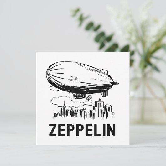 Vintage Retro Zeppelin - Luftschiffskizze Einladung (Stehend Vorderseite)