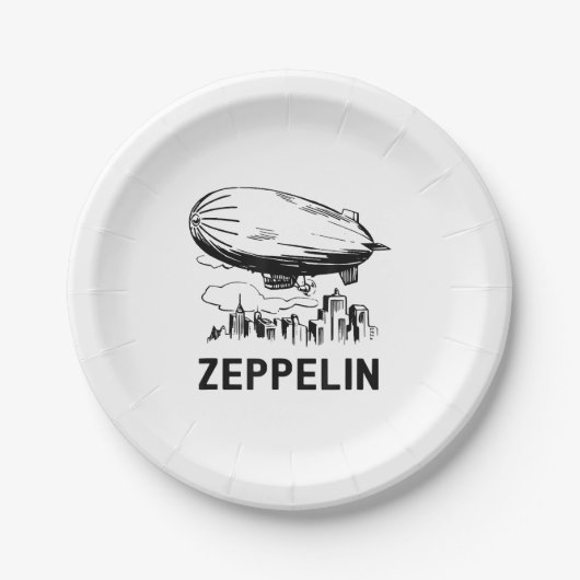 Vintage Retro Zeppelin - Luftschiffskizze Pappteller (Vorderseite)