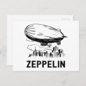 Vintage Retro Zeppelin - Luftschiffskizze Postkarte (Vorne/Hinten)
