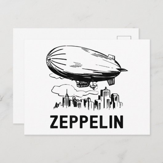 Vintage Retro Zeppelin - Luftschiffskizze Postkarte (Vorne/Hinten)