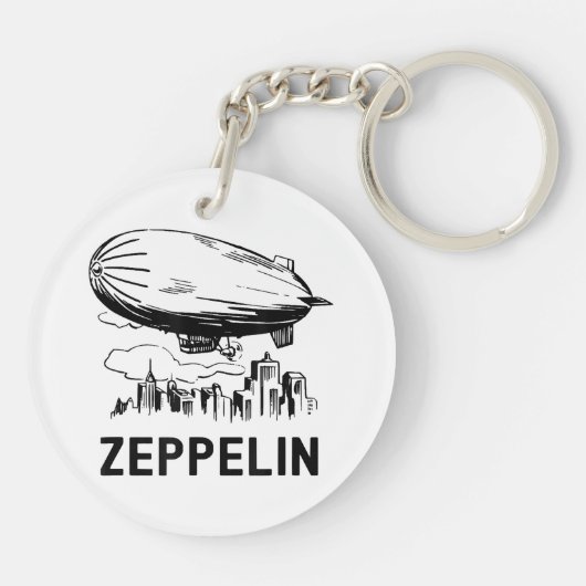 Vintage Retro Zeppelin - Luftschiffskizze Schlüsselanhänger (Rückseite)