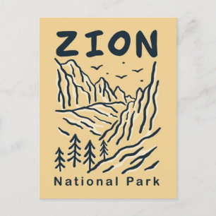 Vintage Retro ZION Nationalpark Postkarte