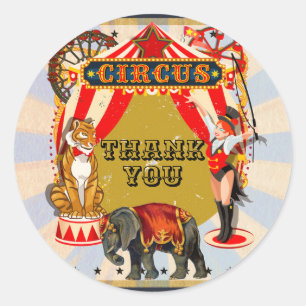 Vintage Retro Zirkus Geburtstagsfeier Geschenk Runder Aufkleber