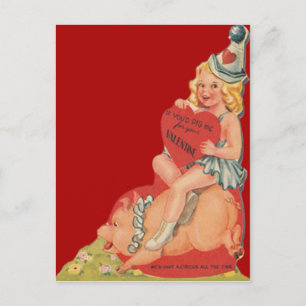 Vintage Retro-Zirkus-Mädchen-Valentinskarte Feiertagspostkarte