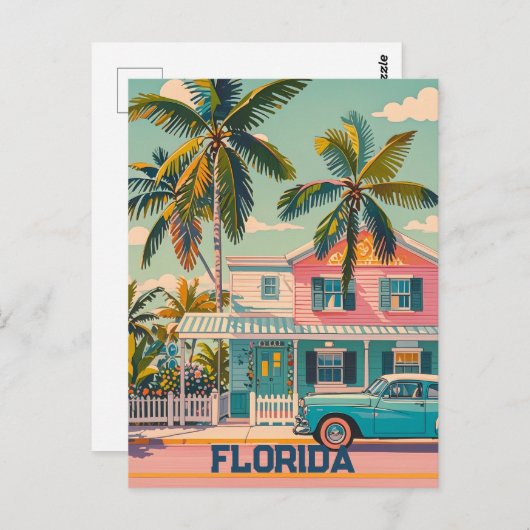 Vintage Retroflorida Postkarte (Vorne/Hinten)