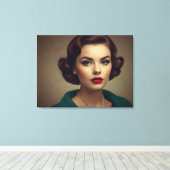 Vintage Retrofrau Leinwanddruck (Insitu (Holzboden))