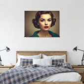 Vintage Retrofrau Leinwanddruck (Insitu (Schlafzimmer))