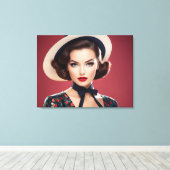 Vintage Retrofrau Leinwanddruck (Insitu (Holzboden))