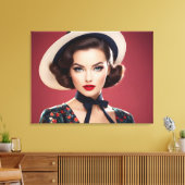 Vintage Retrofrau Leinwanddruck (Insitu (Wohnzimmer))