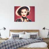Vintage Retrofrau Leinwanddruck (Insitu (Schlafzimmer))