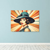 Vintage Retrofrau Leinwanddruck (Insitu (Holzboden))