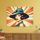 Vintage Retrofrau Leinwanddruck (Insitu (Wohnzimmer))