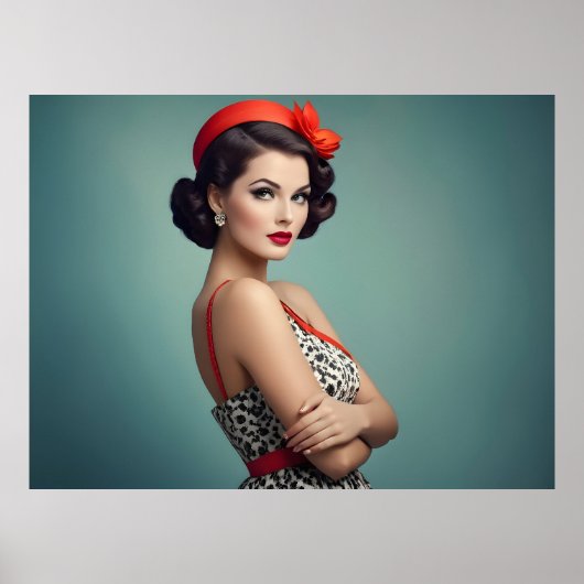Vintage Retrofrau Poster (Vorne)