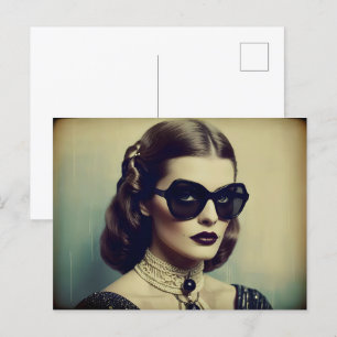 Vintage Retrofrau Postkarte