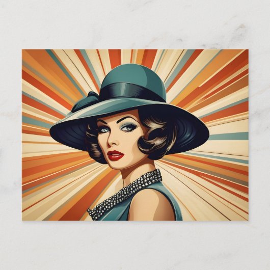 Vintage Retrofrau Postkarte (Vorderseite)