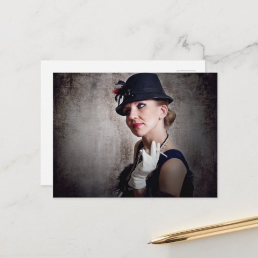 Vintage Retrofrau Postkarte (Vorderseite/Rückseite Beispiel)