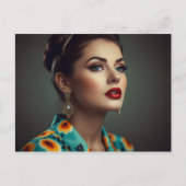 Vintage Retrofrau Postkarte (Vorderseite)