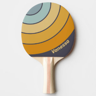 Vintage Retrograde Regenbogen Kreis Streifen & Nam Tischtennis Schläger