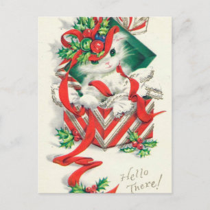 Vintage Retrokat Weihnachtsfeiertag Postkarte