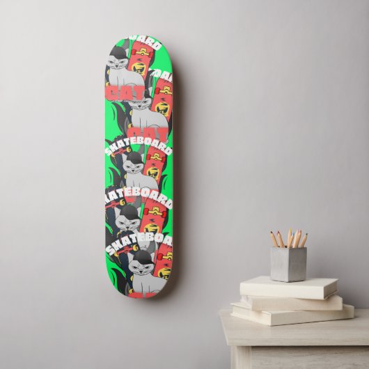 Vintage Retrokatze Skateboard (Wandkunst)