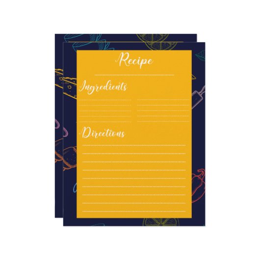 Vintage Retroküche Rezept (Vorderseite/Rückseite Beispiel)