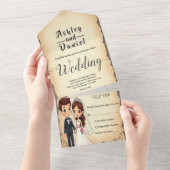 Vintage Retroromantik All In One Einladung (Abreißen)