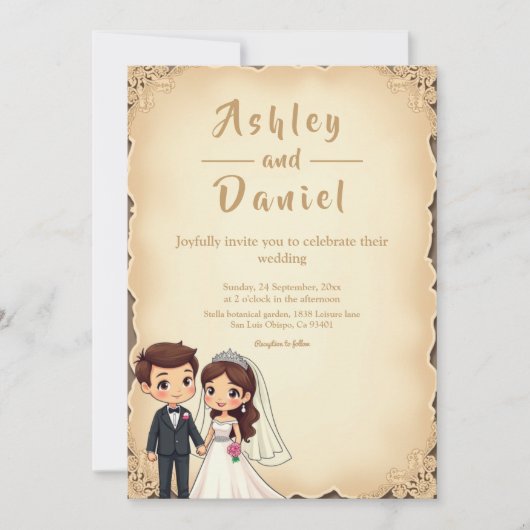 Vintage Retroromantik Einladung (Vorderseite)