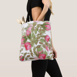 Vintage Retrosa Rosen, Aquarellfarbe Blume Tasche