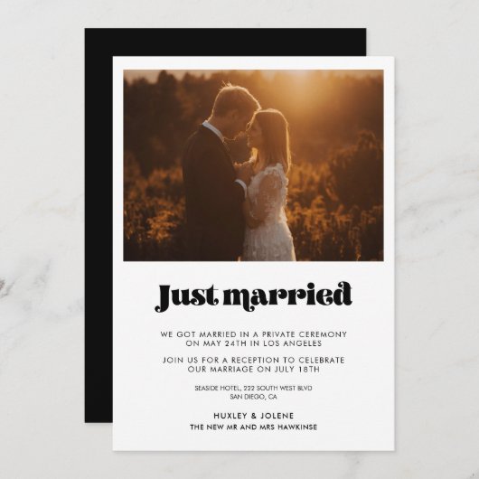 Vintage Retroskriptankündigung verheiratet Einladung (Vorne/Hinten)