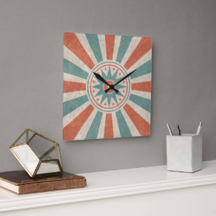 Vintage Retrostil-Acrylwand Quadratische Wanduhr