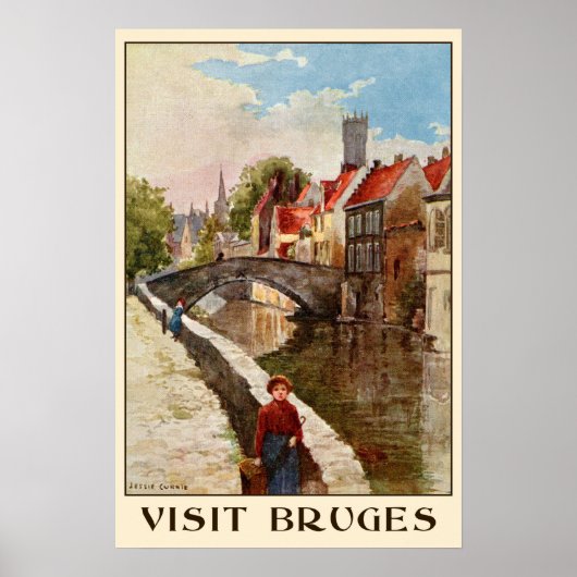 Vintage Retrostil Brügge Reiseanzeige Poster (Vorne)