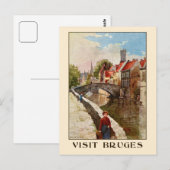 Vintage Retrostil Brügge Reiseanzeige Postkarte (Vorne/Hinten)