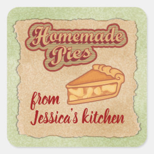 Vintage Retrotypografie hausgemachte Kuchen Quadratischer Aufkleber