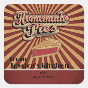 Vintage Retrotypografie hausgemachte Kuchen Quadratischer Aufkleber