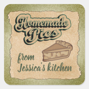 Vintage Retrotypografie hausgemachte Kuchen Quadratischer Aufkleber