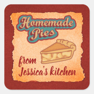 Vintage Retrotypografie hausgemachte Kuchen Quadratischer Aufkleber