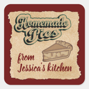 Vintage Retrotypografie hausgemachte Kuchen Quadratischer Aufkleber