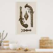 Vintage Revolver-Illustration Poster (Küche)