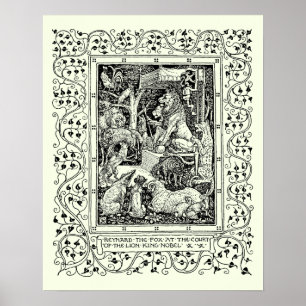 Vintage Reynard Der Fuchs von Walter Crane Poster
