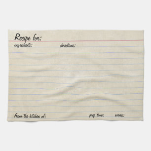 Vintage Rezept-Karte - auf lined Note Card Index C Handtuch