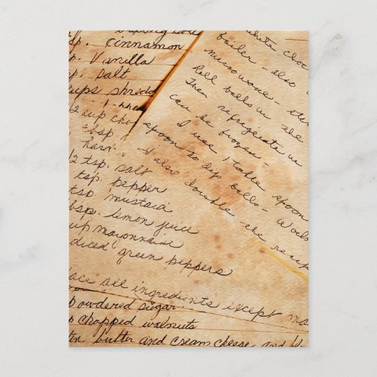 Vintage Rezepte Postkarte (Vorderseite)