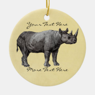 Vintage Rhino-Dekoration Keramik Ornament