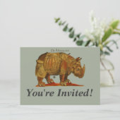 Vintage Rhino Durer's Rhinoceros Antike Einladung (Stehend Vorderseite)