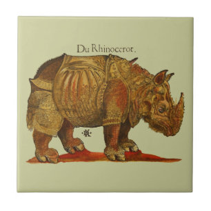 Vintage Rhino Durer's Rhinoceros Antike Fliese